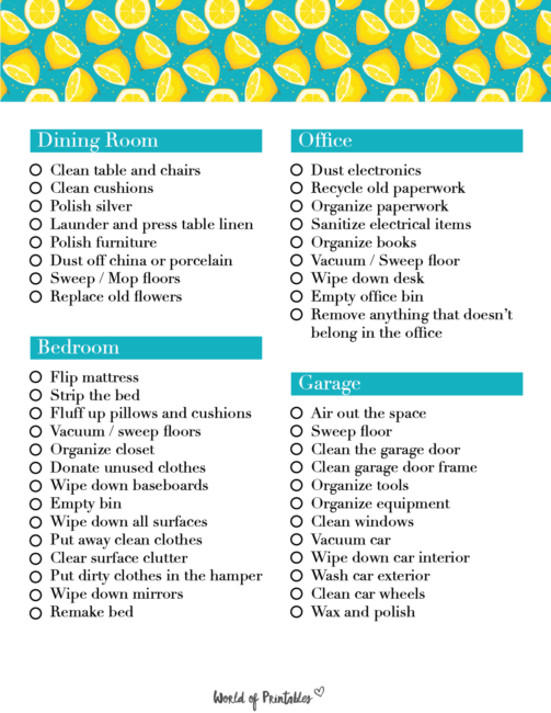 Deep Cleaning Checklist Page 2