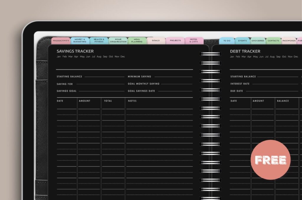 Free Black Digital Savings Tracker