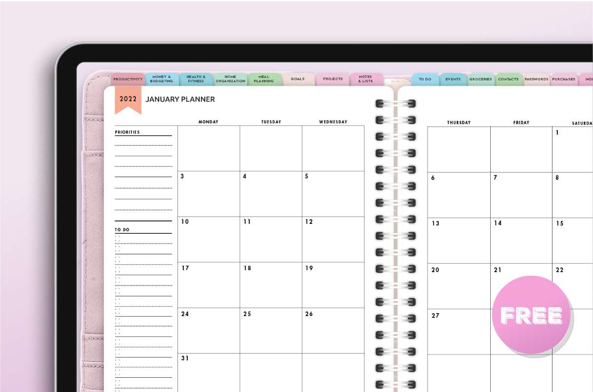Free Digital Planner Calendar Months