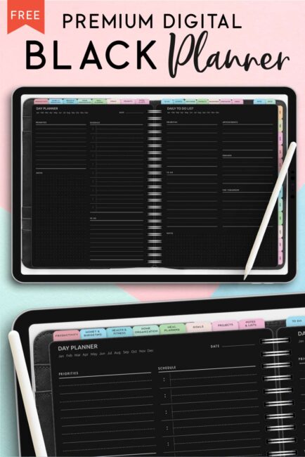 Free Digital Planner for iPad GoodNotes Download Black Paper Pages