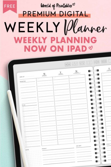 Free Weekly Digital Planner for iPad GoodNotes Download