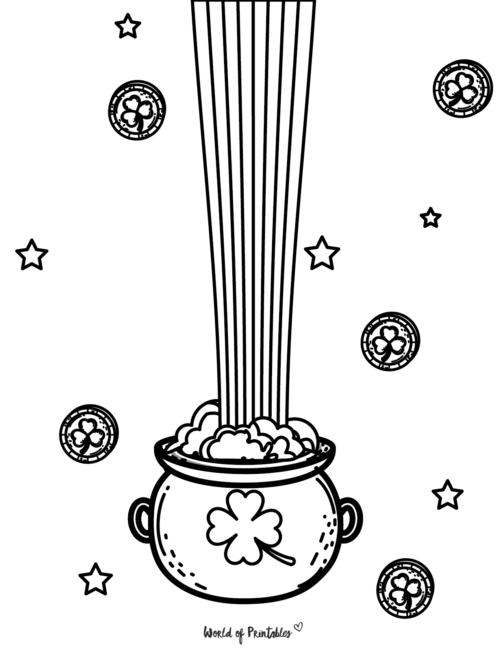 Pot Of Gold St. Patricks Day Coloring Pages