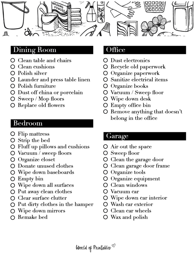 The Ultimate Spring Cleaning Checklist - World of Printables