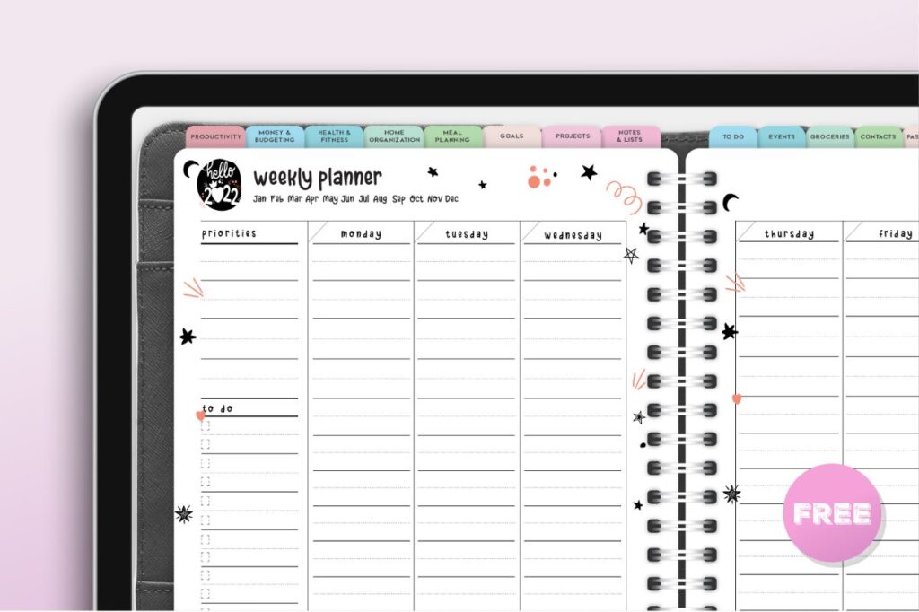 Weekly planner ipad