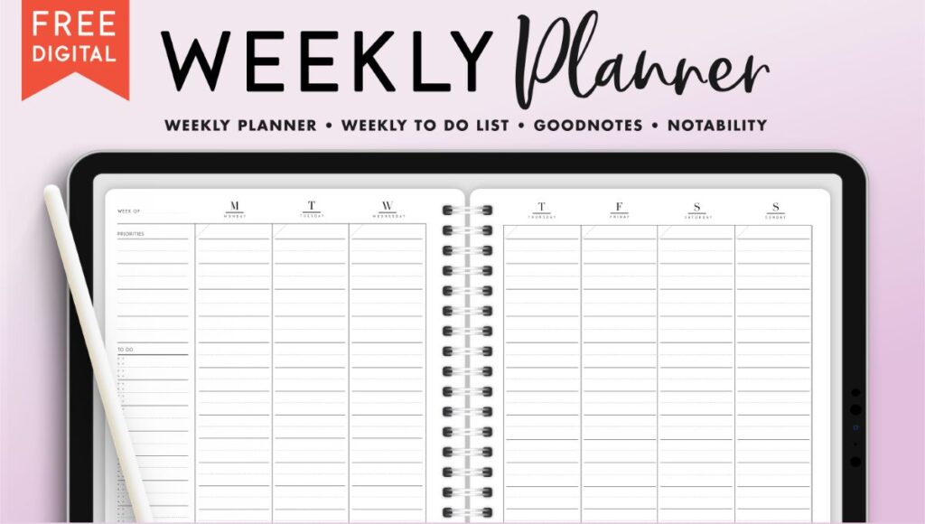 digital weekly planner template