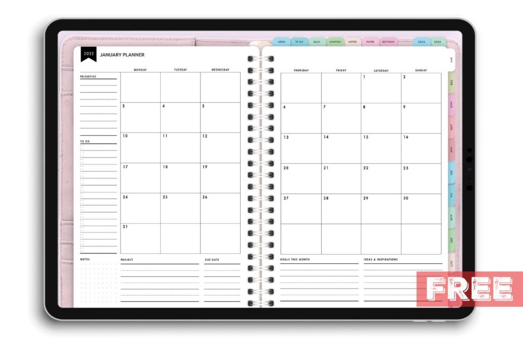 goodnotes monthly planner