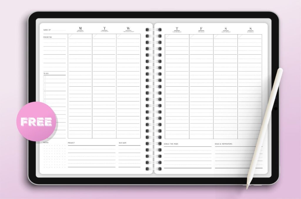 goodnotes weekly planner template