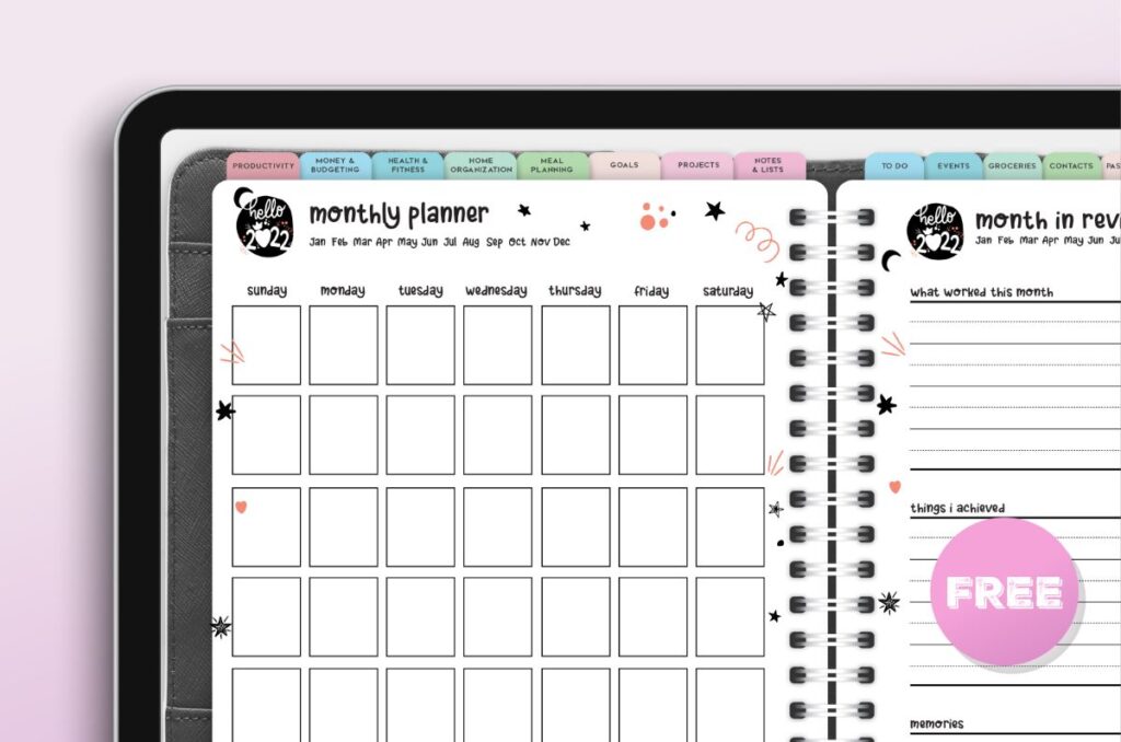 iPad monthly planner