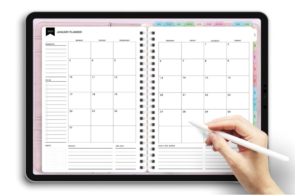 monthly planner goodnotes