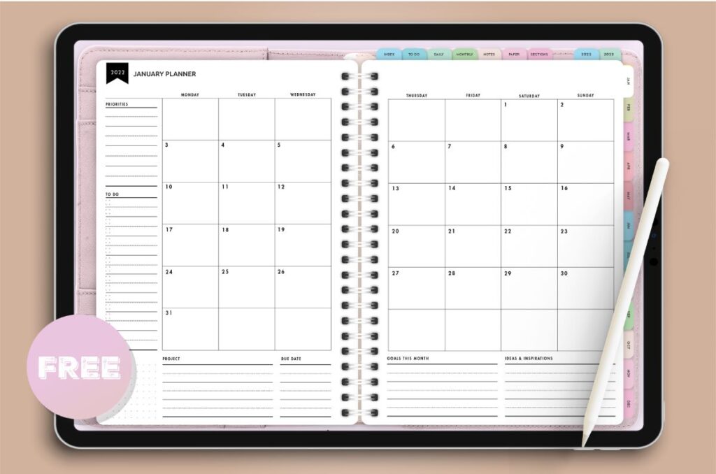 notability monthly planner