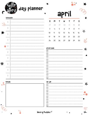 Free Cute April Calendar &amp; Planner Printable Set - World of Printables