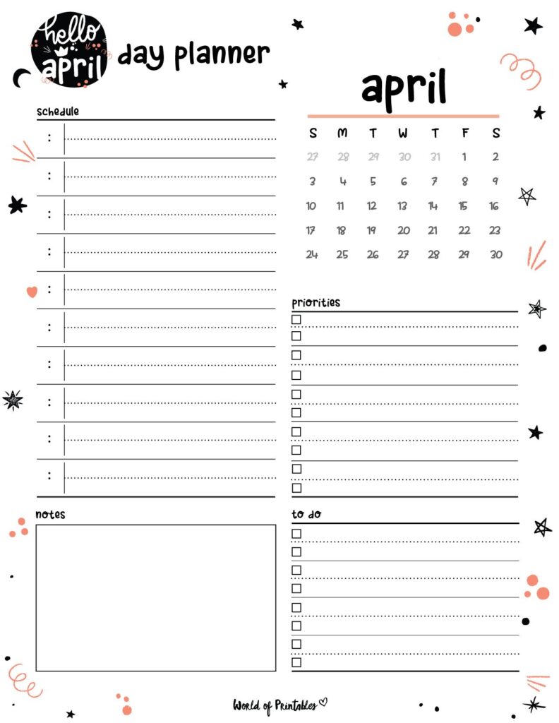 Cute April 2022 Daily Planner