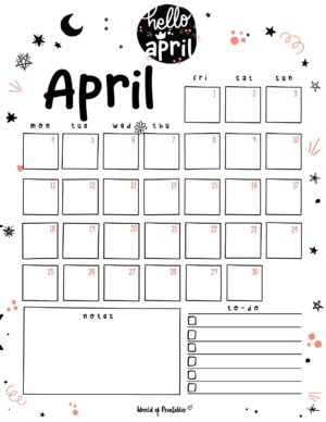 Free Cute April Calendar & Planner Printable Set - World of Printables