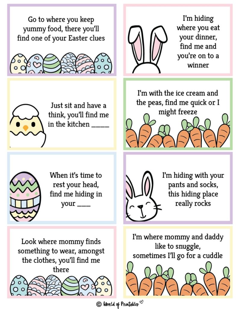 Easter Egg Hunt Clues Printable