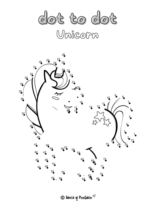 Unicorn Dot to Dot Worksheets