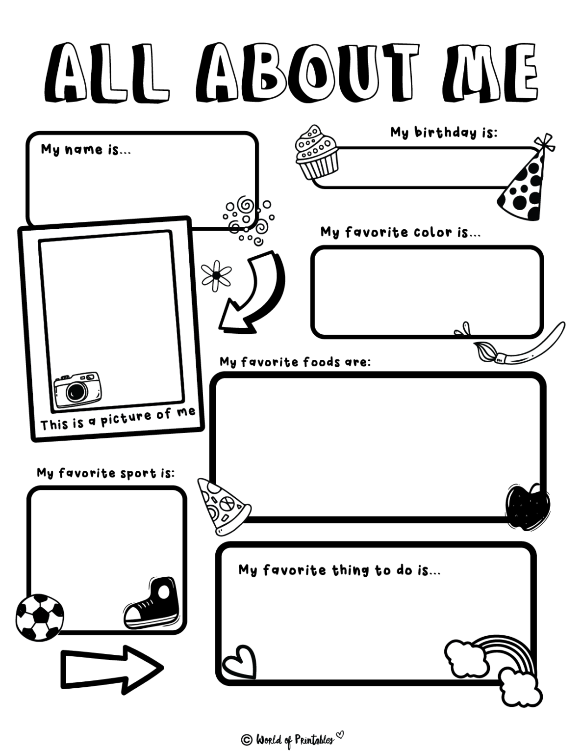 All About Me Worksheets World of Printables
