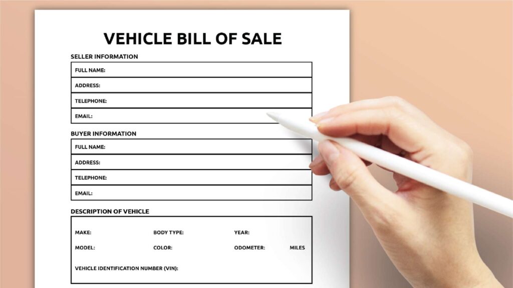 Bill of Sale For Vehicle