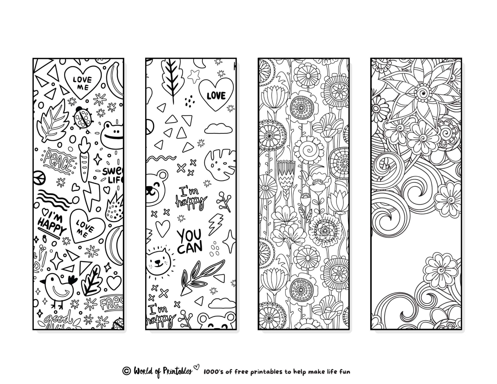 Printable Bookmarks To Color | 120 For Adults &amp; Kids - World of Printables