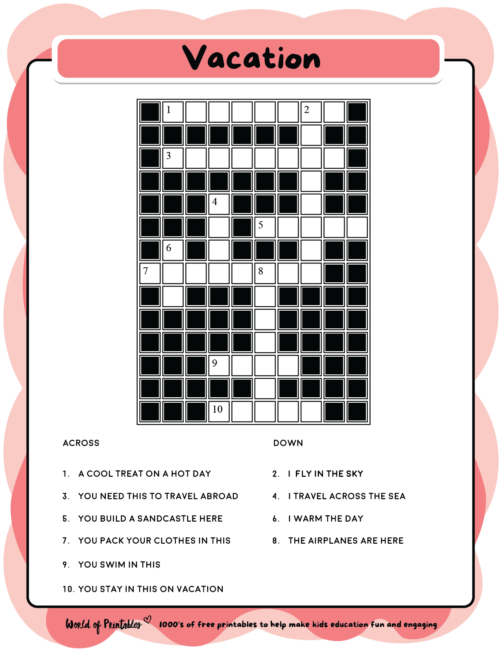 Easy Crossword Puzzles Printable Kids