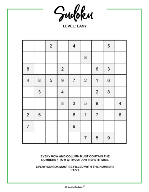 Printable Sudoku - 100+ Puzzles From Easy To Hard - World of