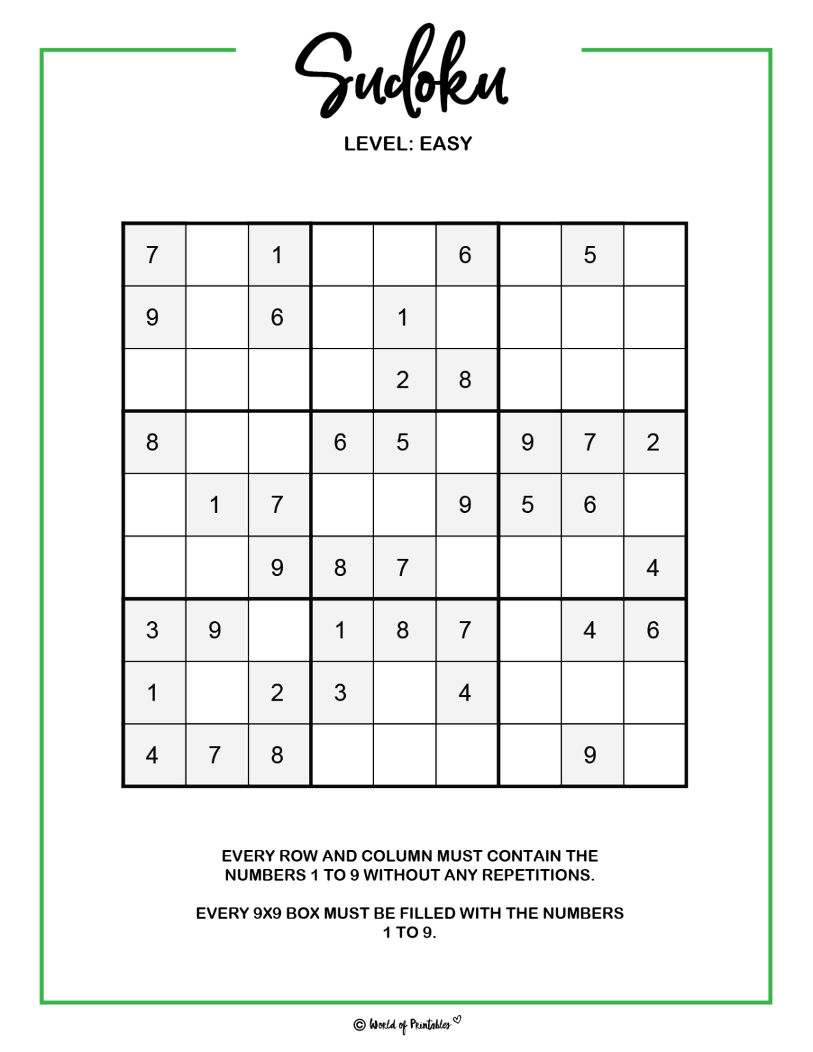 Printable Sudoku - 100+ Puzzles From Easy To Hard - World of Printables