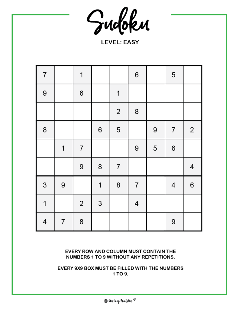 Printable Sudoku - 100+ Puzzles From Easy To Hard - World of Printables