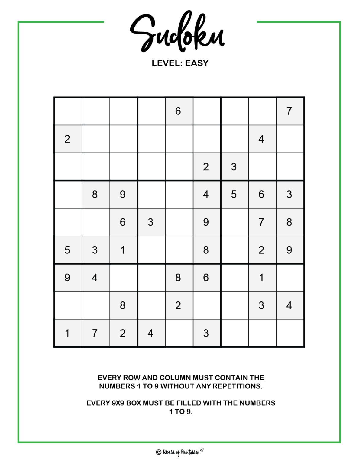 Printable Sudoku - 100+ Puzzles From Easy To Hard - World of Printables