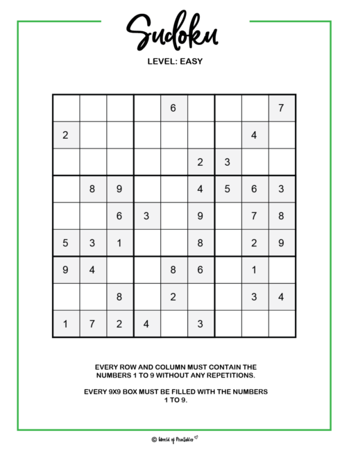 Easy Free Sudoku Games