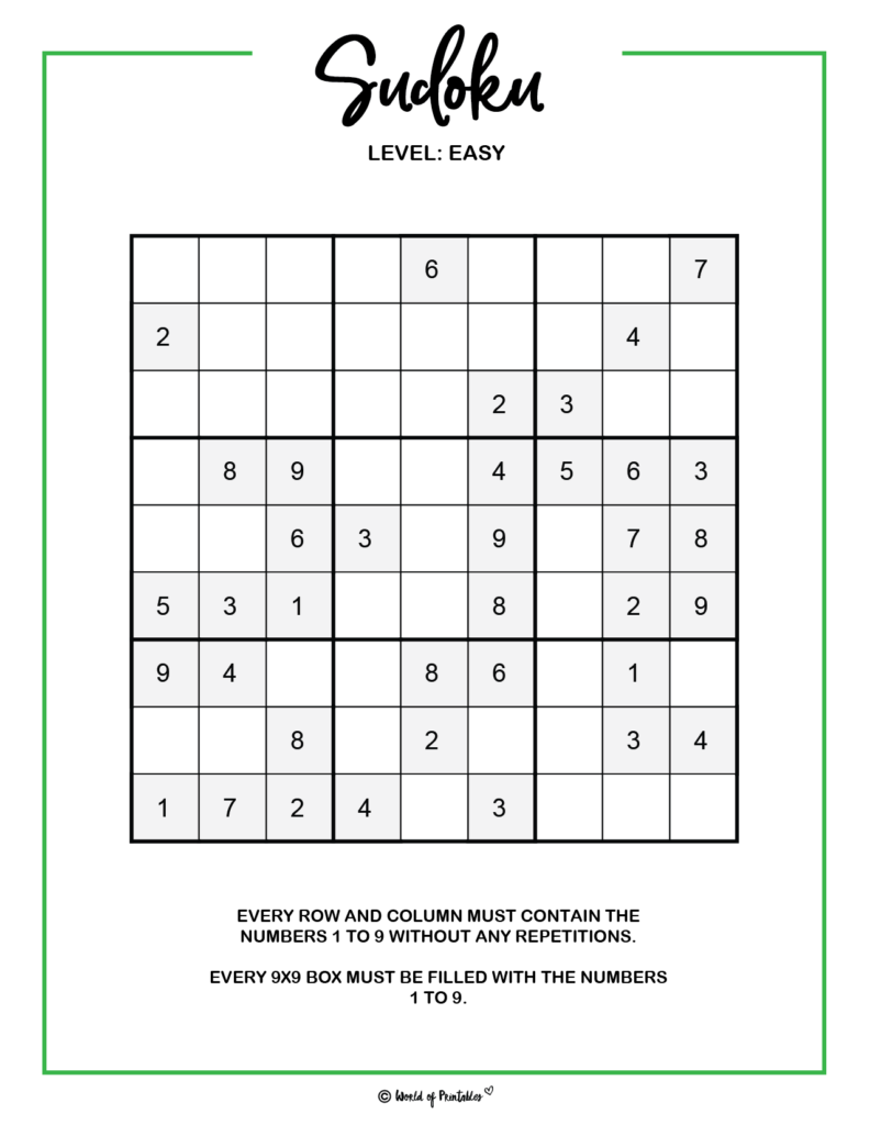 Printable Sudoku - 100+ Puzzles From Easy To Hard - World of Printables