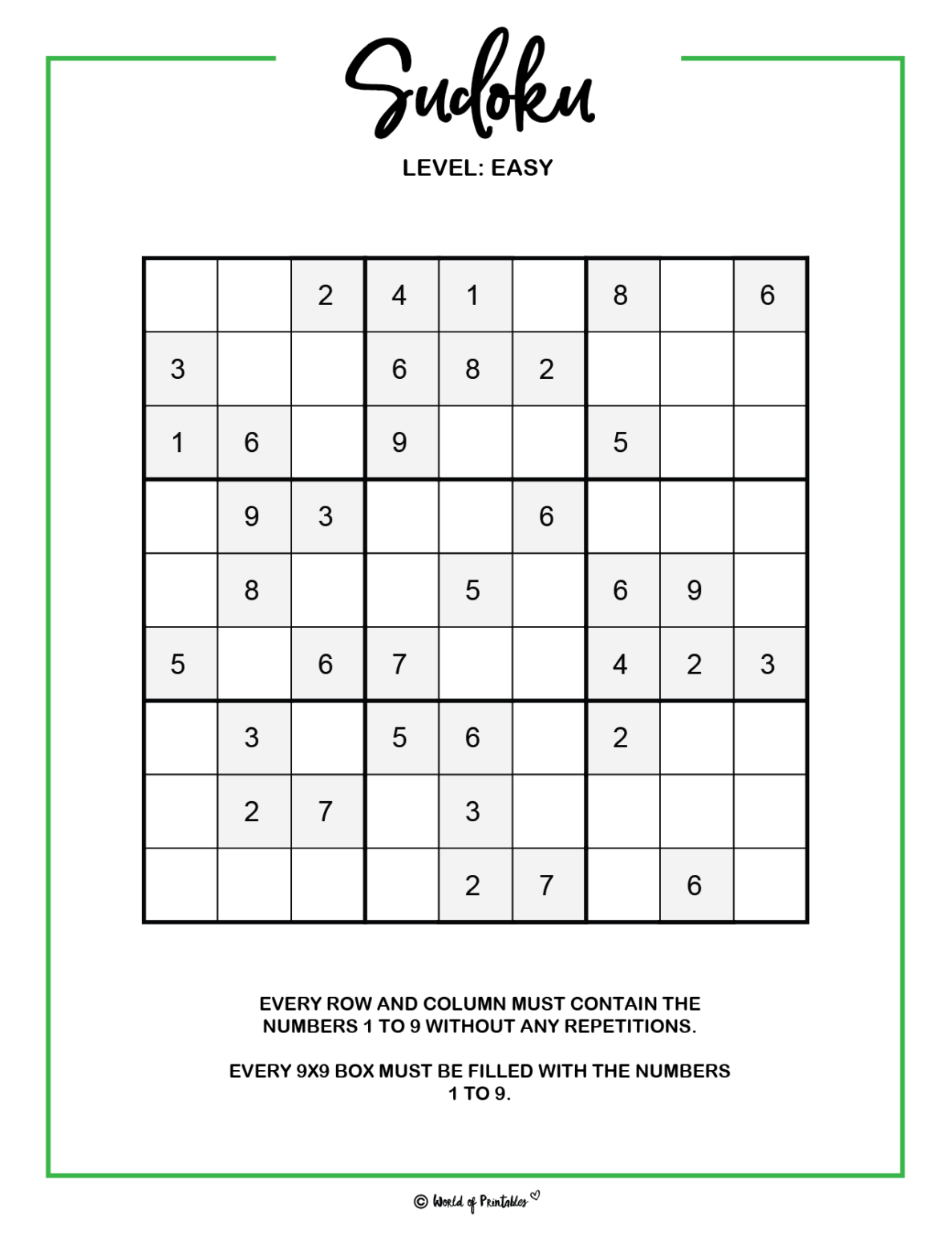 Printable Sudoku - 100+ Puzzles From Easy To Hard - World of Printables