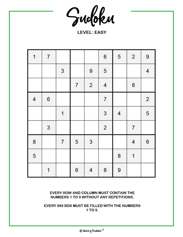 Printable Sudoku - 100+ Puzzles From Easy To Hard - World of Printables