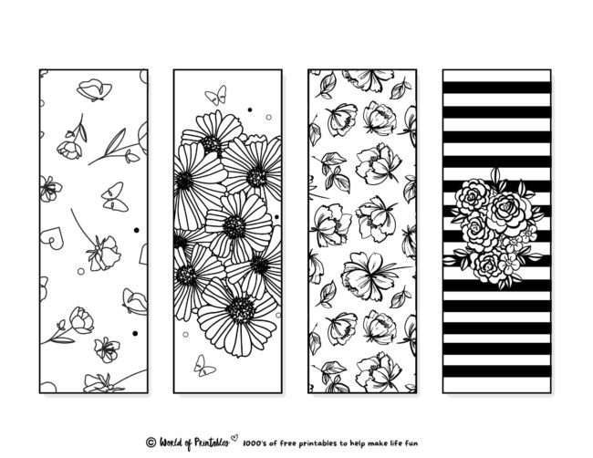Floral Bookmarks to Color