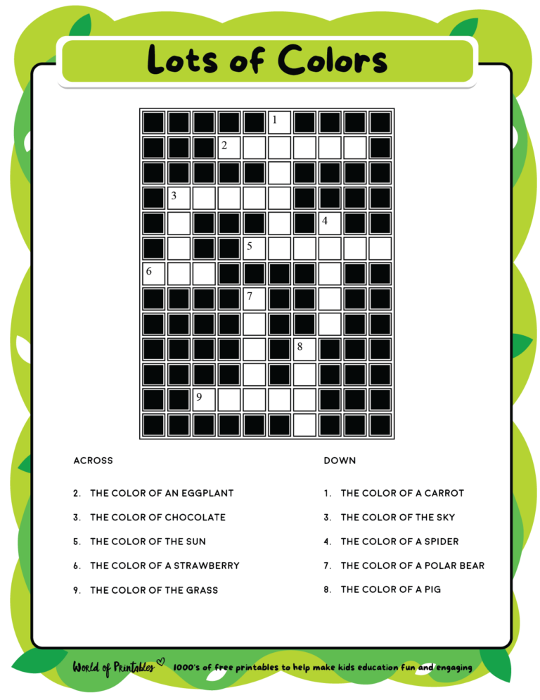 Printable Kids Crossword Puzzles - World of Printables