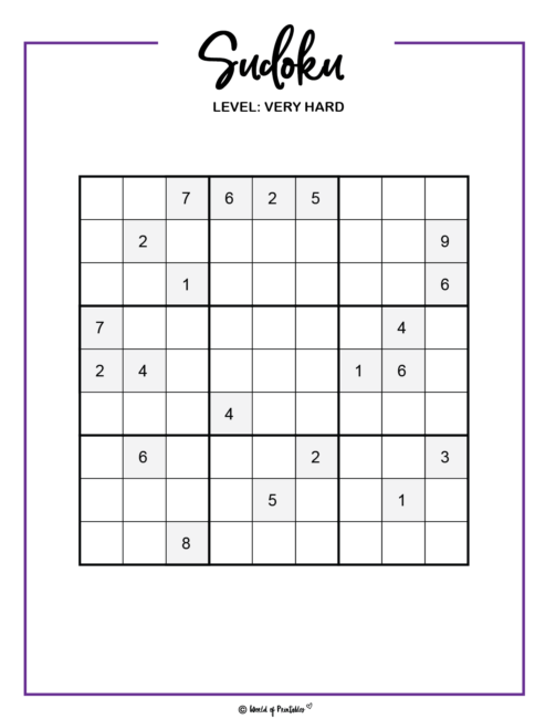 Printable Sudoku - 100+ Puzzles From Easy To Hard - World of