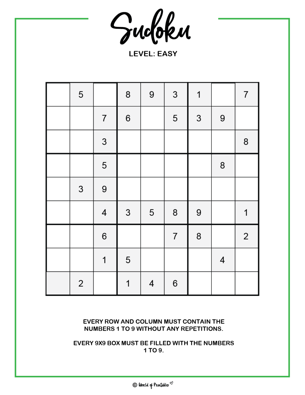 Printable Sudoku - 100+ Puzzles From Easy To Hard - World of Printables