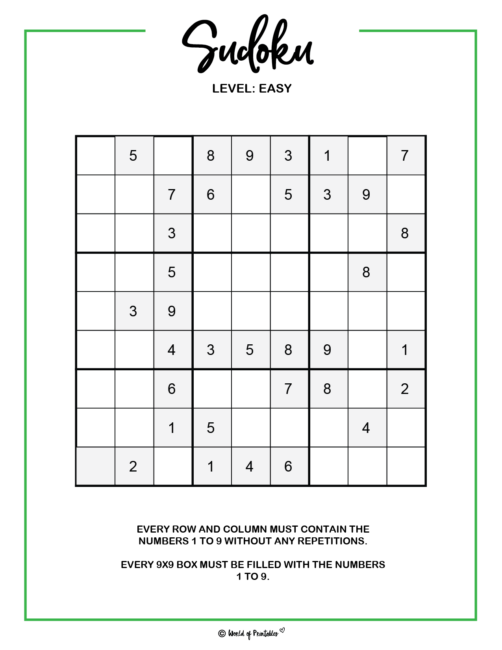 Free Sudoku Games Easy