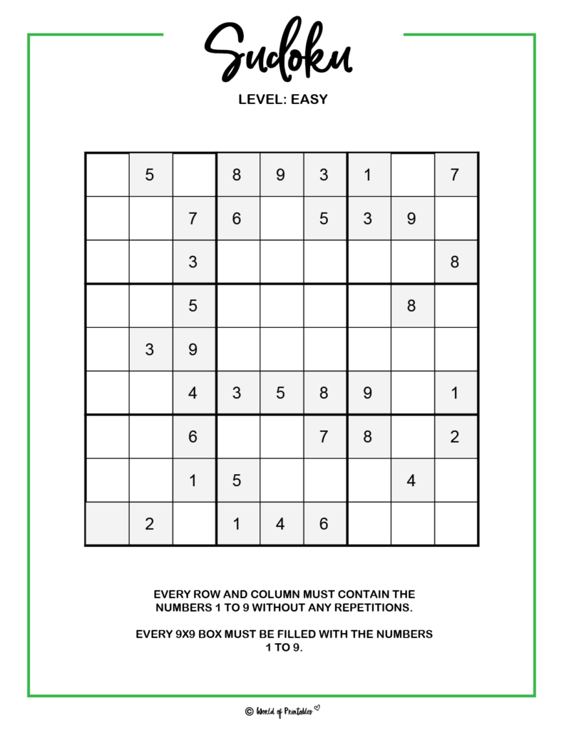 Printable Sudoku - 100+ Puzzles From Easy To Hard - World of Printables