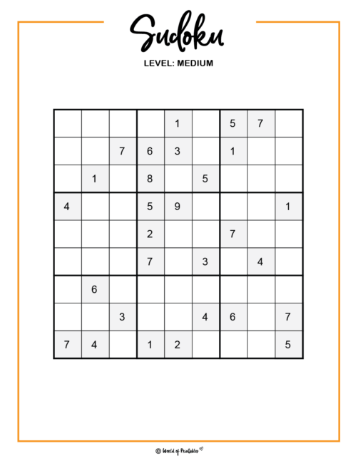 Free Sudoku Games Medium