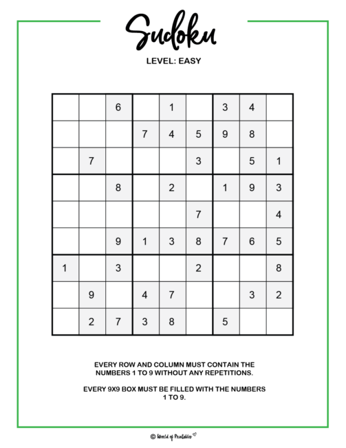 printable sudoku 100 puzzles from easy to hard world of printables