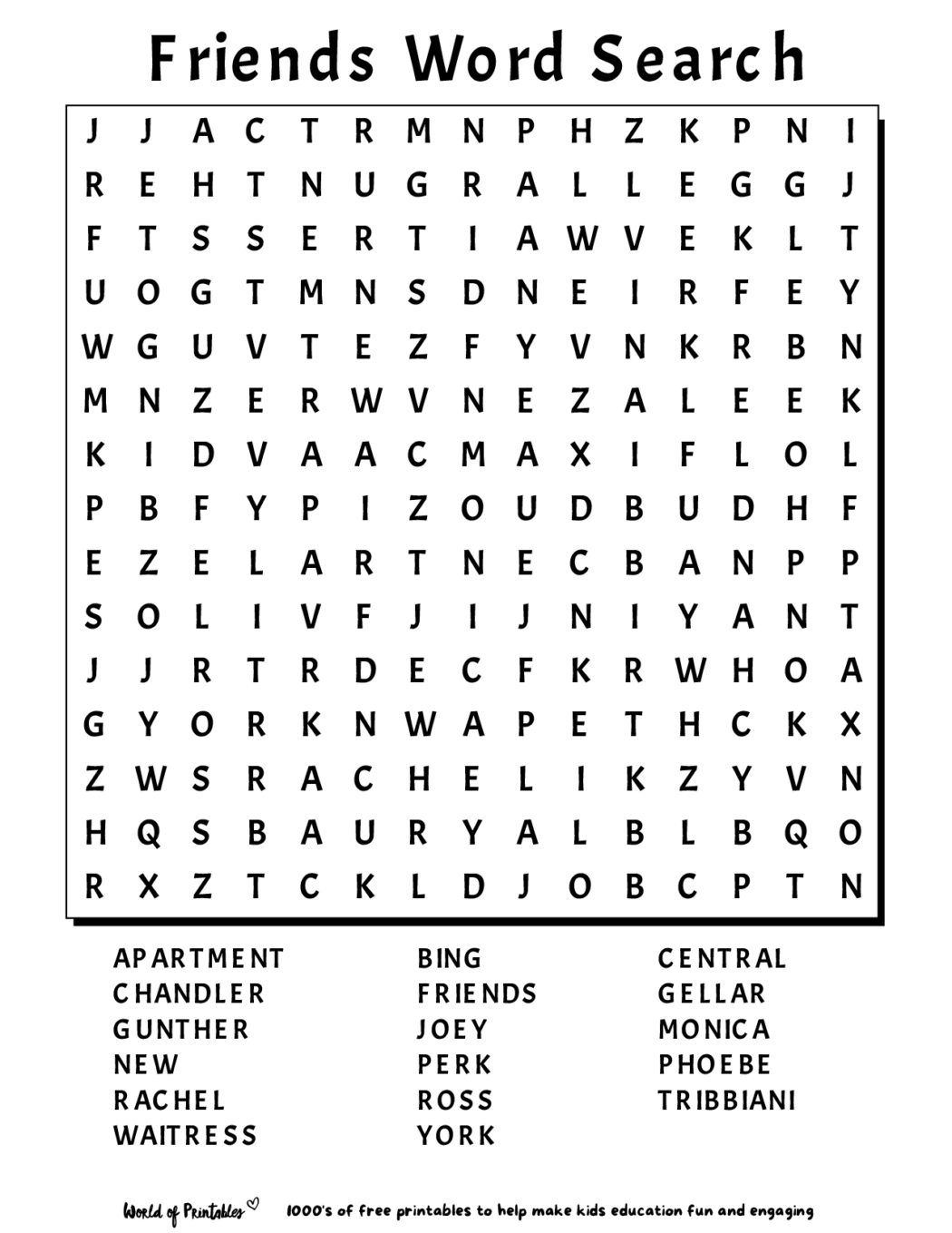 Printable word search world of printables