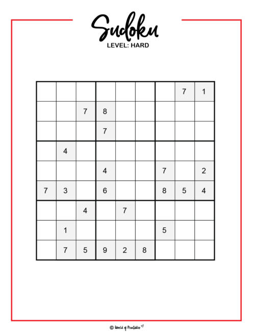 Hard Free Sudoku Puzzles