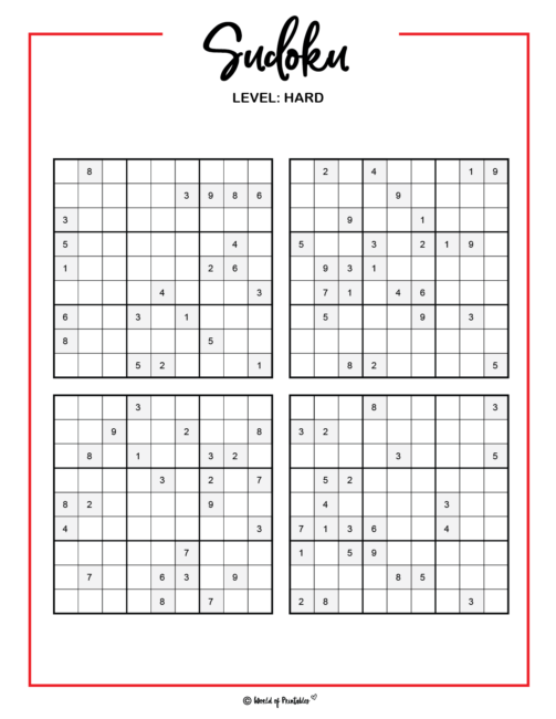 Kemiker Øjeblik Så mange Printable Sudoku - 100+ Puzzles From Easy To Hard - World of Printables