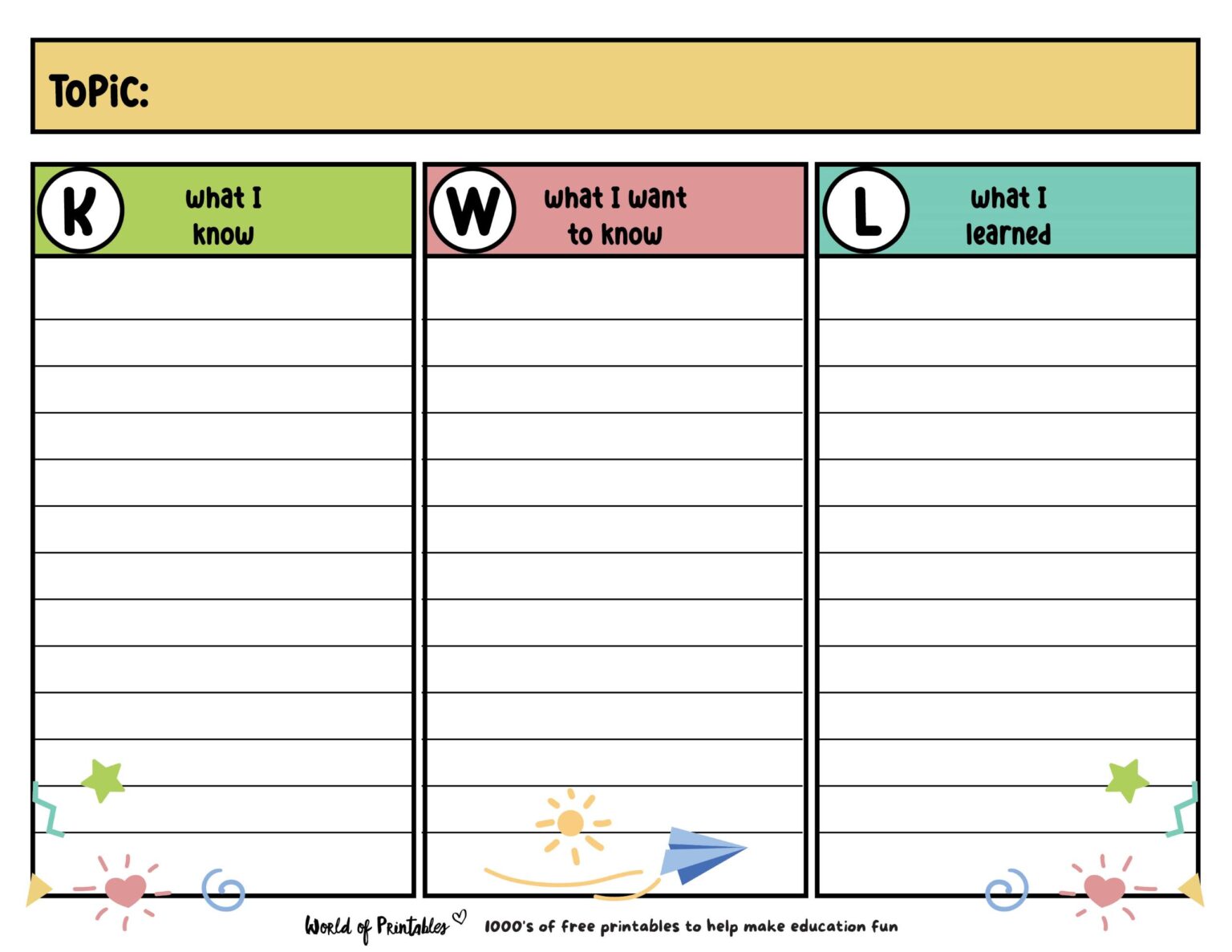 KWL Chart | 14 Templates - World of Printables