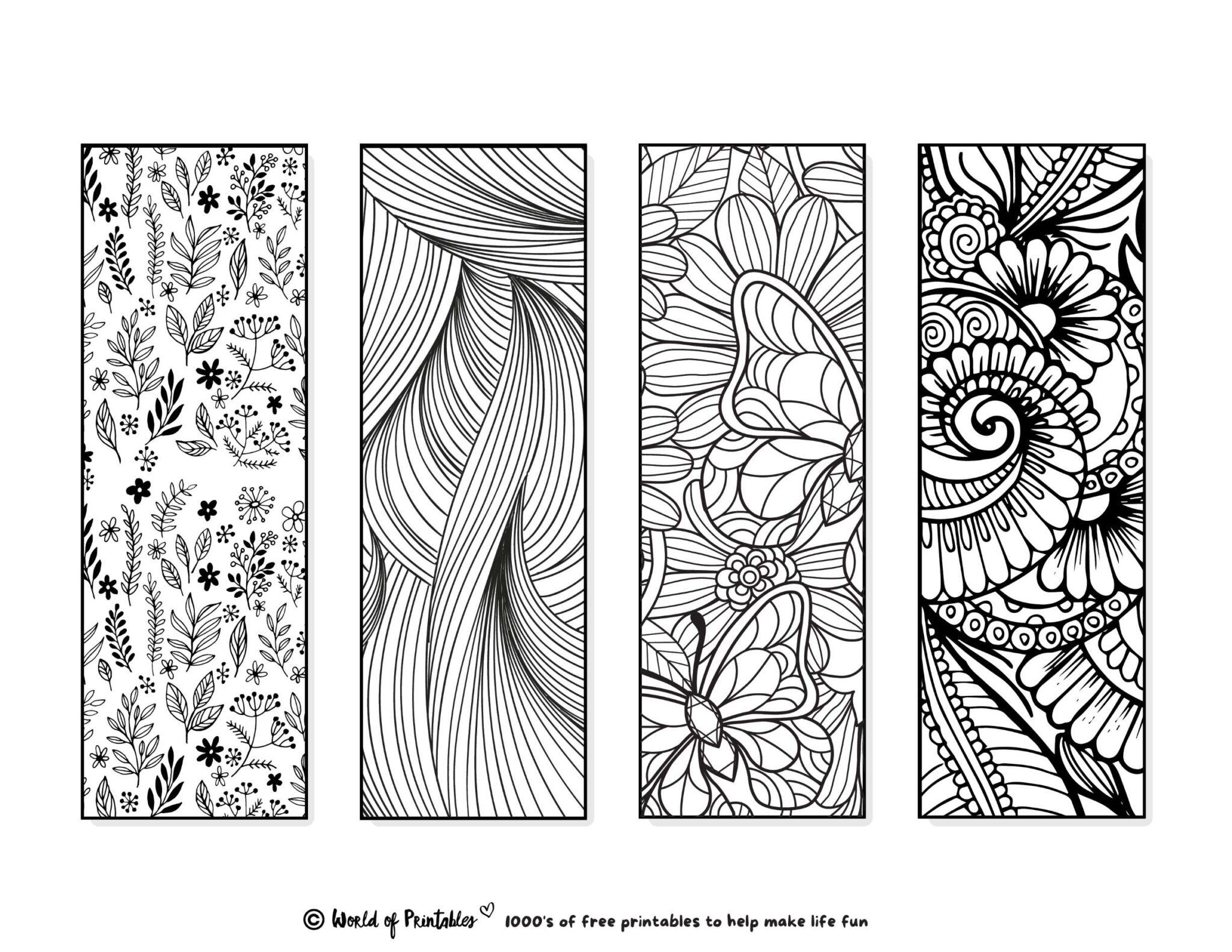 Printable Bookmarks To Color | 120 For Adults &amp; Kids - World of Printables
