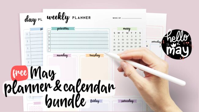 May Planner Calendar Printable Bundle