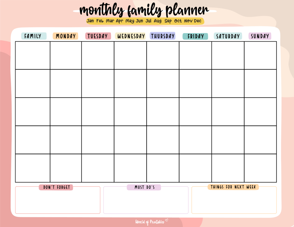 Monthly Family Planner
