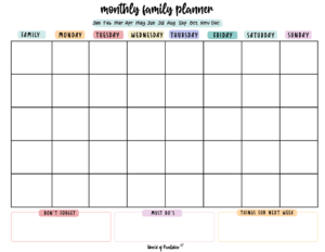 Family Planner World of Printables