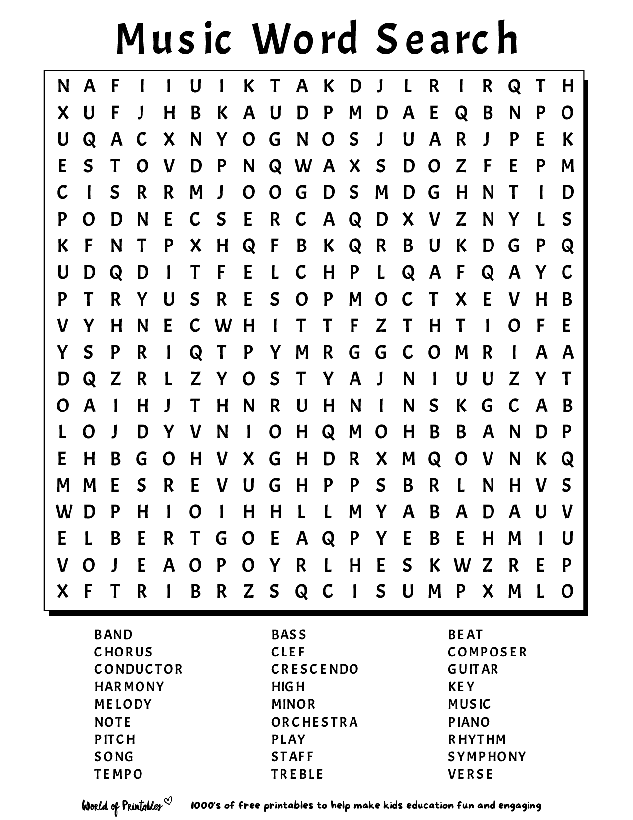 printable word search