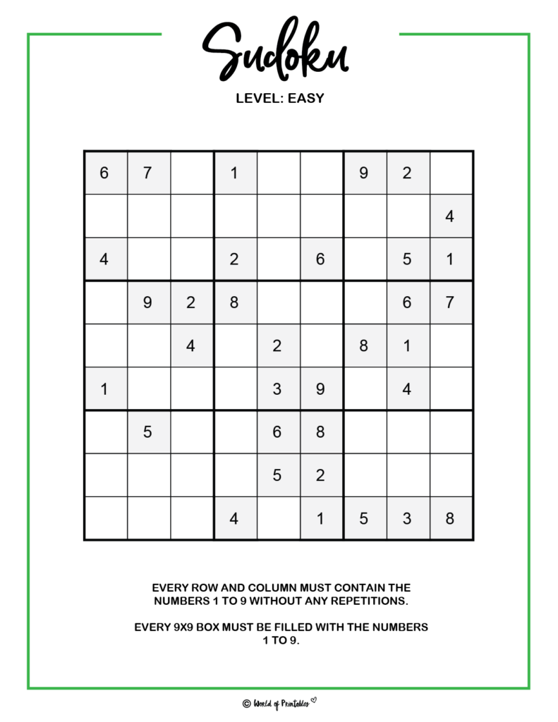 Printable Sudoku - 100+ Puzzles From Easy To Hard - World of Printables