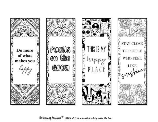Pretty Quote Bookmarks to Color